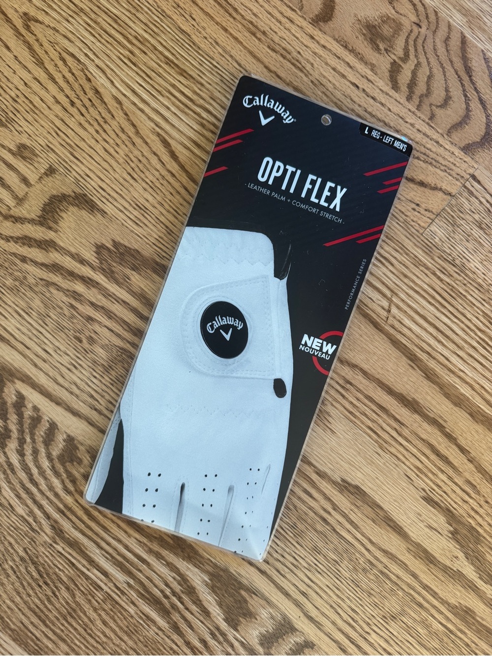 Callaway White Opti Flex Left-Hand Golf Glove. Size Large
